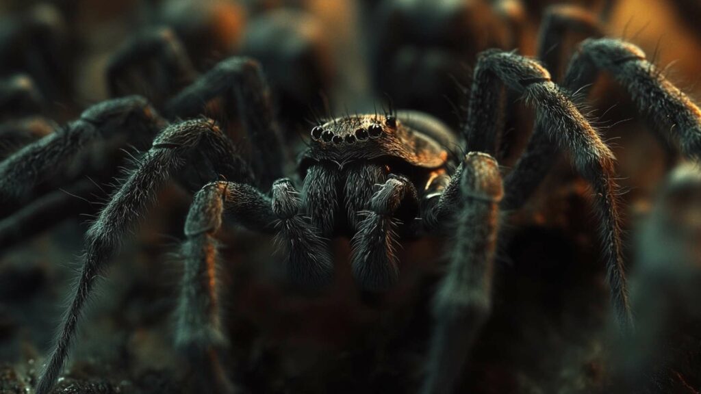 macro-photo-of-a-spider-on-a-web-on-a-green-backgr-min