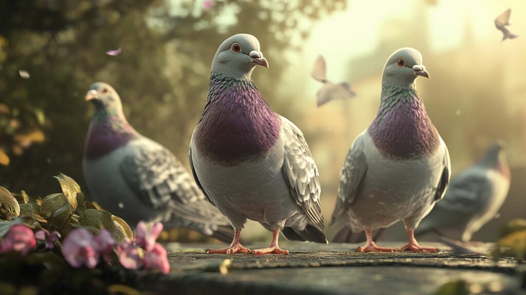 flock-of-pigeons-stands-in-a-grassy-area-min