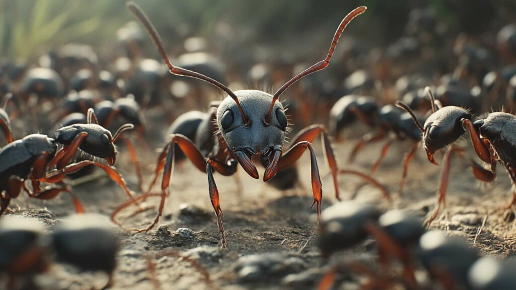 ants-around-prey-are-trying-to-drag-into-their-hom