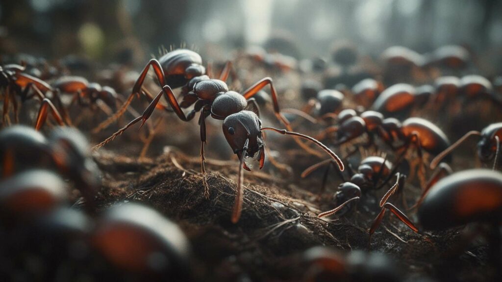 close-up-of-a-green-ant-on-a-barbed-wire-fence