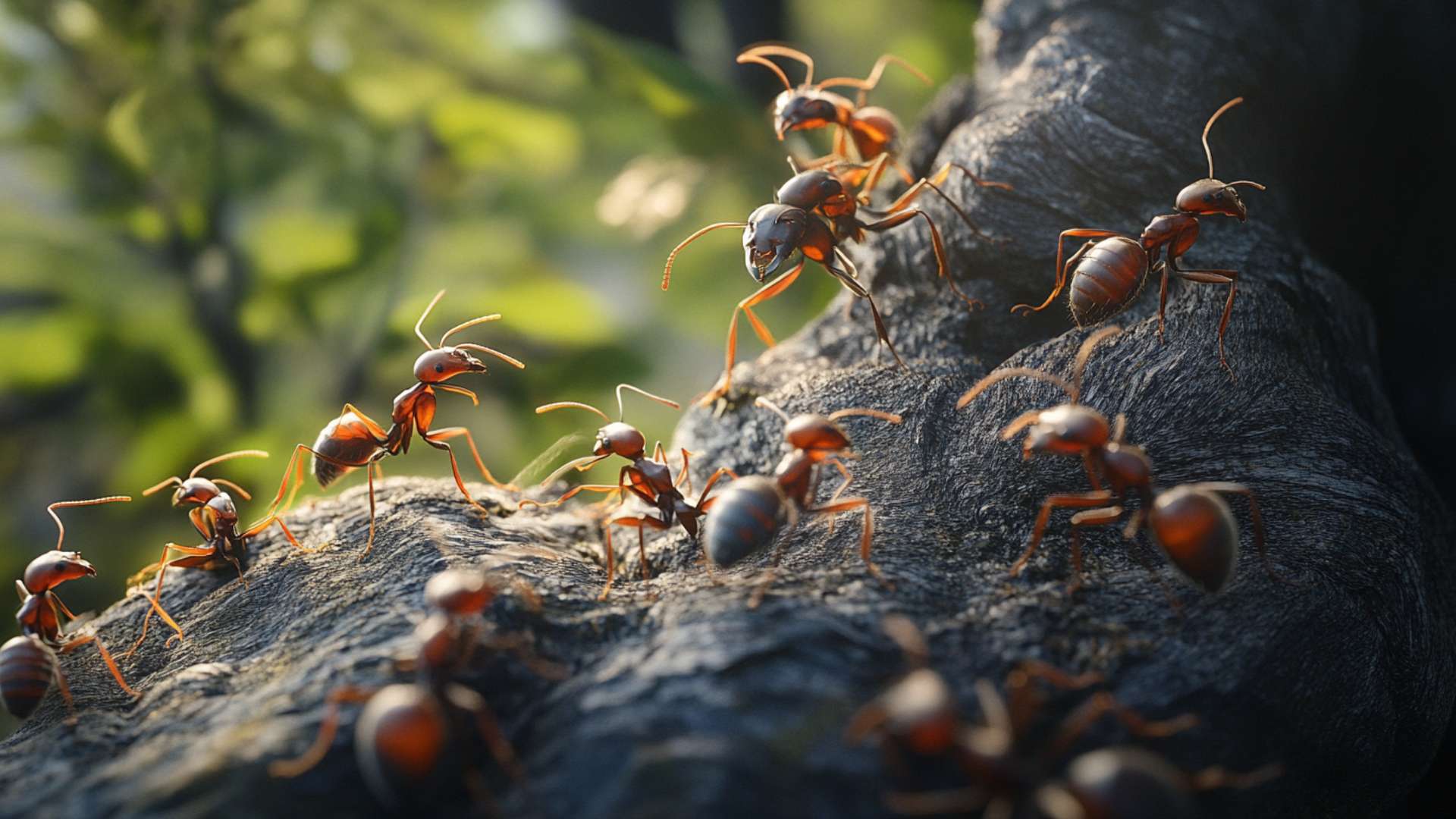 closeup-of-a-black-wasp-in-its-hive