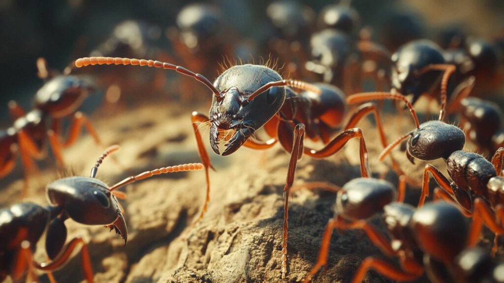 closeup-shot-of-ants-colony-walking-on-the-whitewa