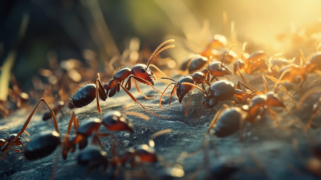 macro-shot-of-a-polyrhachis-ant-carrying-food-on-a