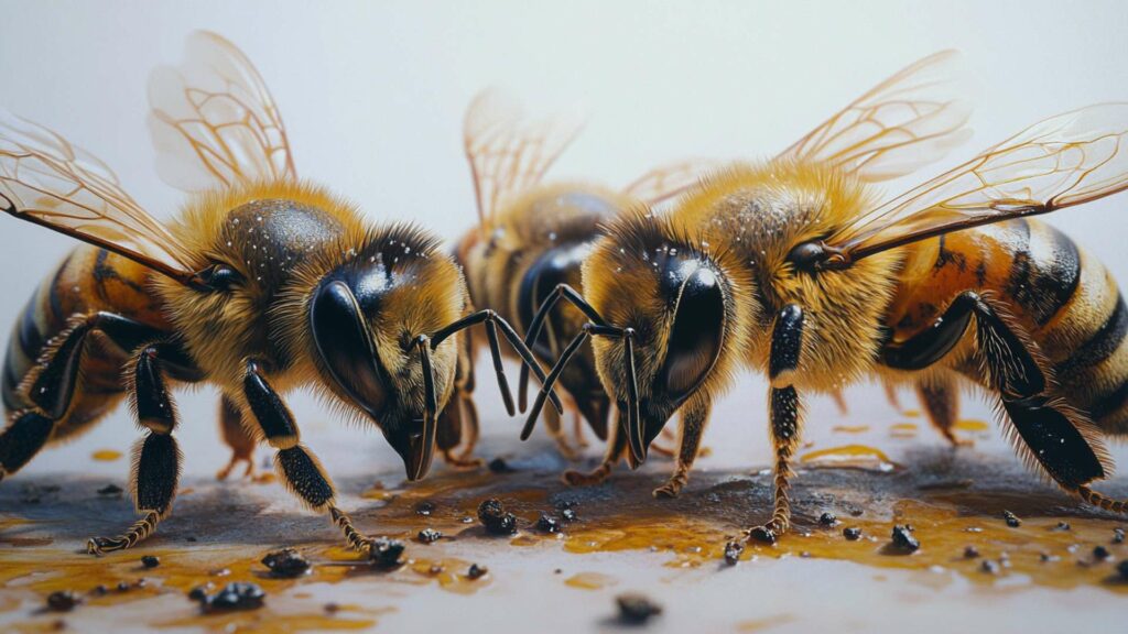 a bee collects pollen on a yellow flower