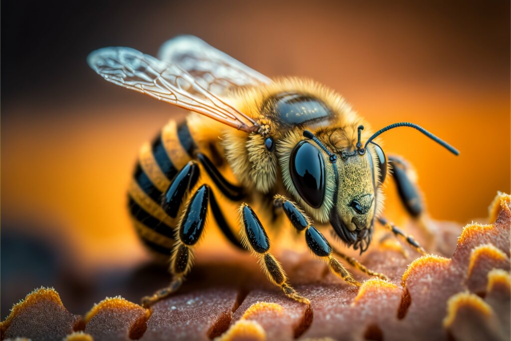 macro-shot-of-a-honey-bee-on-a-honeycomb-utc-min
